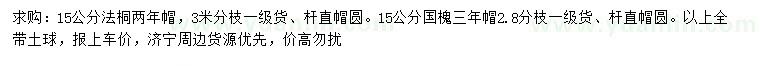 求購(gòu)15公分法桐、國(guó)槐
