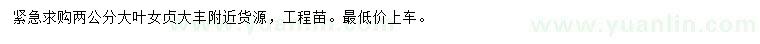 求購2公分大葉女貞