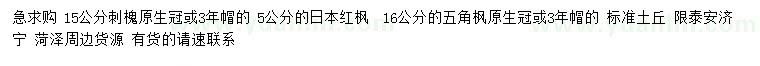 求購刺槐、日本紅楓、五角楓