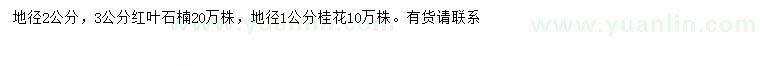 求購地徑2、3公分紅葉石楠、1公分桂花