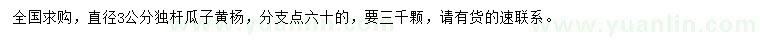 求購直徑3公分獨桿瓜子黃楊