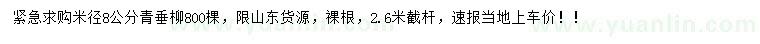 求購(gòu)米徑8公分垂柳