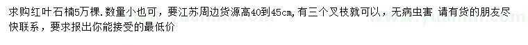 求購(gòu)高40-45公分紅葉石楠