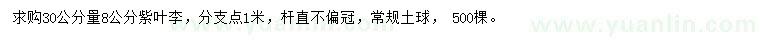 求購30公分量8公分紫葉李