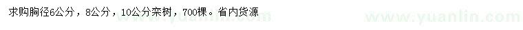 求購胸徑6、8、10公分欒樹