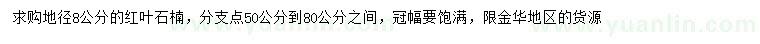 求購地徑8公分紅葉石楠