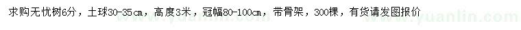 求購6公分無(wú)憂(yōu)樹(shù)