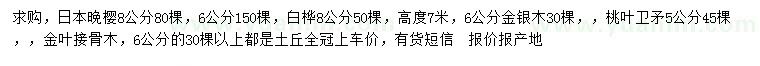 求購(gòu)日本晚櫻、白樺、金銀木等