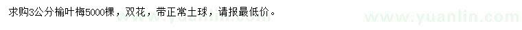 求購3公分榆葉梅
