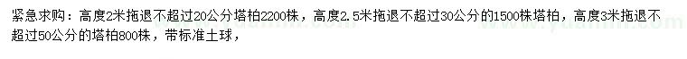 求購高2、2.5、3米塔柏