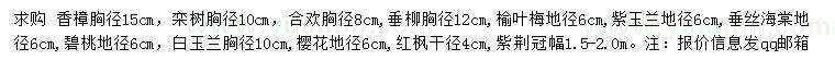 求購香樟、欒樹(shù)、合歡等