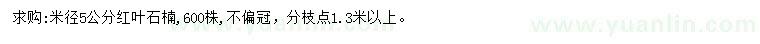 求購米徑5公分紅葉石楠