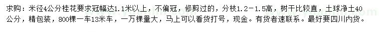 求購米徑4公分桂花
