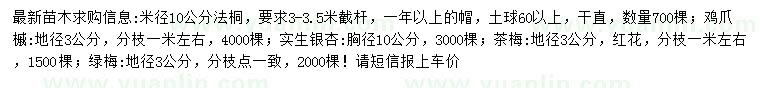 求購法桐、雞爪槭、銀杏等