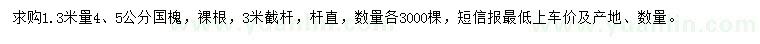 求購1.3米量4、5公分國槐