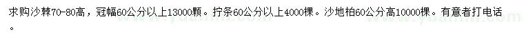 求購(gòu)沙棘、擰條、沙地柏