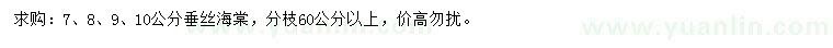 求購(gòu)7、8、9、10公分垂絲海棠