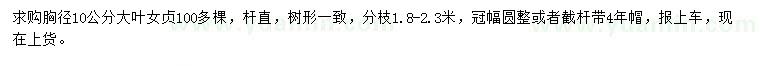求購胸徑10公分大葉女貞