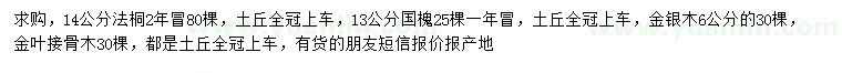 求購法桐、國槐、金銀木等