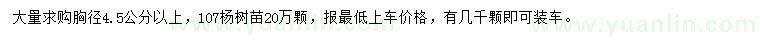 求購胸徑4.5公分以上107楊樹(shù)