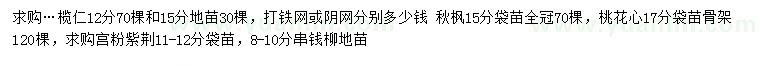 求購欖仁、秋楓、桃花心等