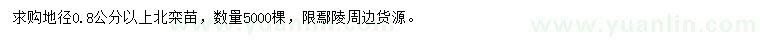 求購地徑0.8公分以上北欒