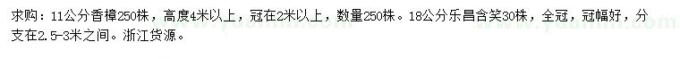 求購(gòu)11公分香樟、18公分樂昌含笑