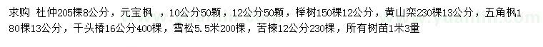 求購(gòu)杜仲、元寶楓、櫸樹等