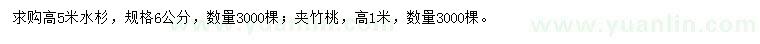 求購高5米水杉、1米夾竹桃