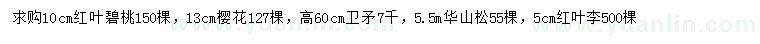 求購紅葉碧桃、櫻花、衛(wèi)矛等