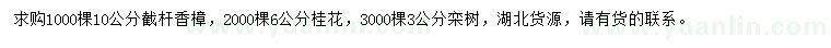 求購香樟、桂花、欒樹