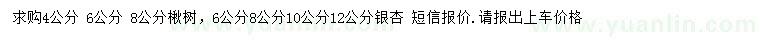 求購(gòu)4、6、8公分楸樹、6、8、10、12公分銀杏