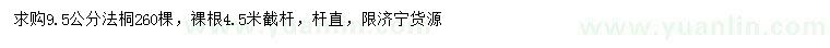 求購9.5公分法桐