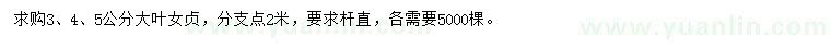 求購3、4、5公分大葉女貞