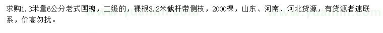 求購1.3米量6公分老式國槐