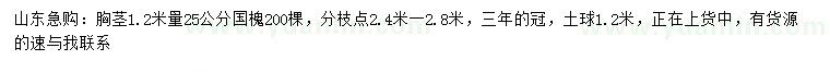 求購1.2米量25公分國槐