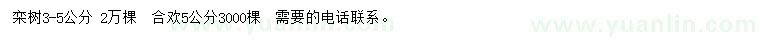 求購(gòu)3-5公分欒樹(shù)、5公分合歡