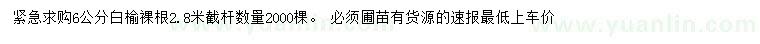 求購6公分白榆