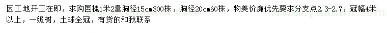 求購胸徑15、20公分國槐
