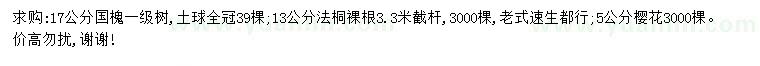 求購(gòu)國(guó)槐、法桐、櫻花