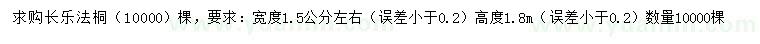 求購1.5公分左右法桐