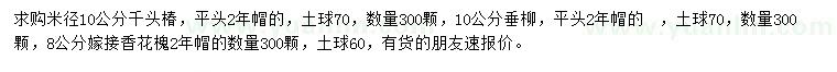 求購(gòu)千頭椿、垂柳、嫁接香花槐