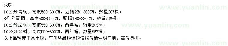 求購(gòu)青桐、法桐、欒樹(shù)
