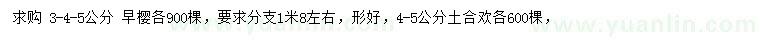 求購3-4-5公分早櫻、4-5公分土合歡