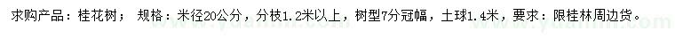 求購米徑20公分桂花樹