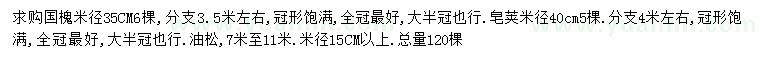 求購(gòu)國(guó)槐、皂莢、油松