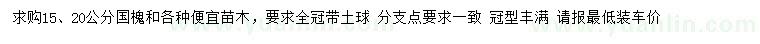 求購15、20公分國槐