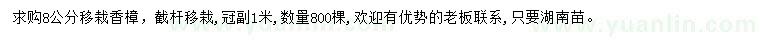 求購(gòu)8公分移栽香樟