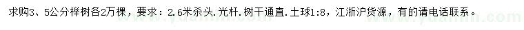 求購3、5公分櫸樹