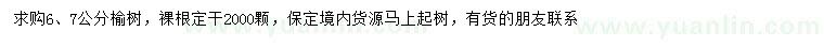 求購(gòu)6、7公分榆樹(shù)